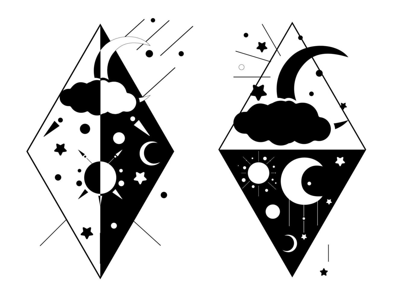 creciente Luna diseño vector genial para huellas dactilares , tatuaje Arte