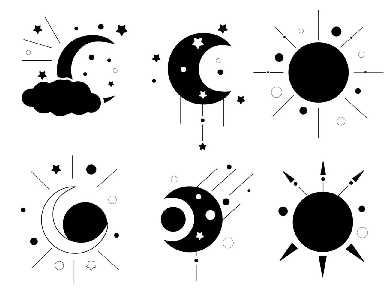 Luna icono diseño línea icono símbolo tatuaje vector