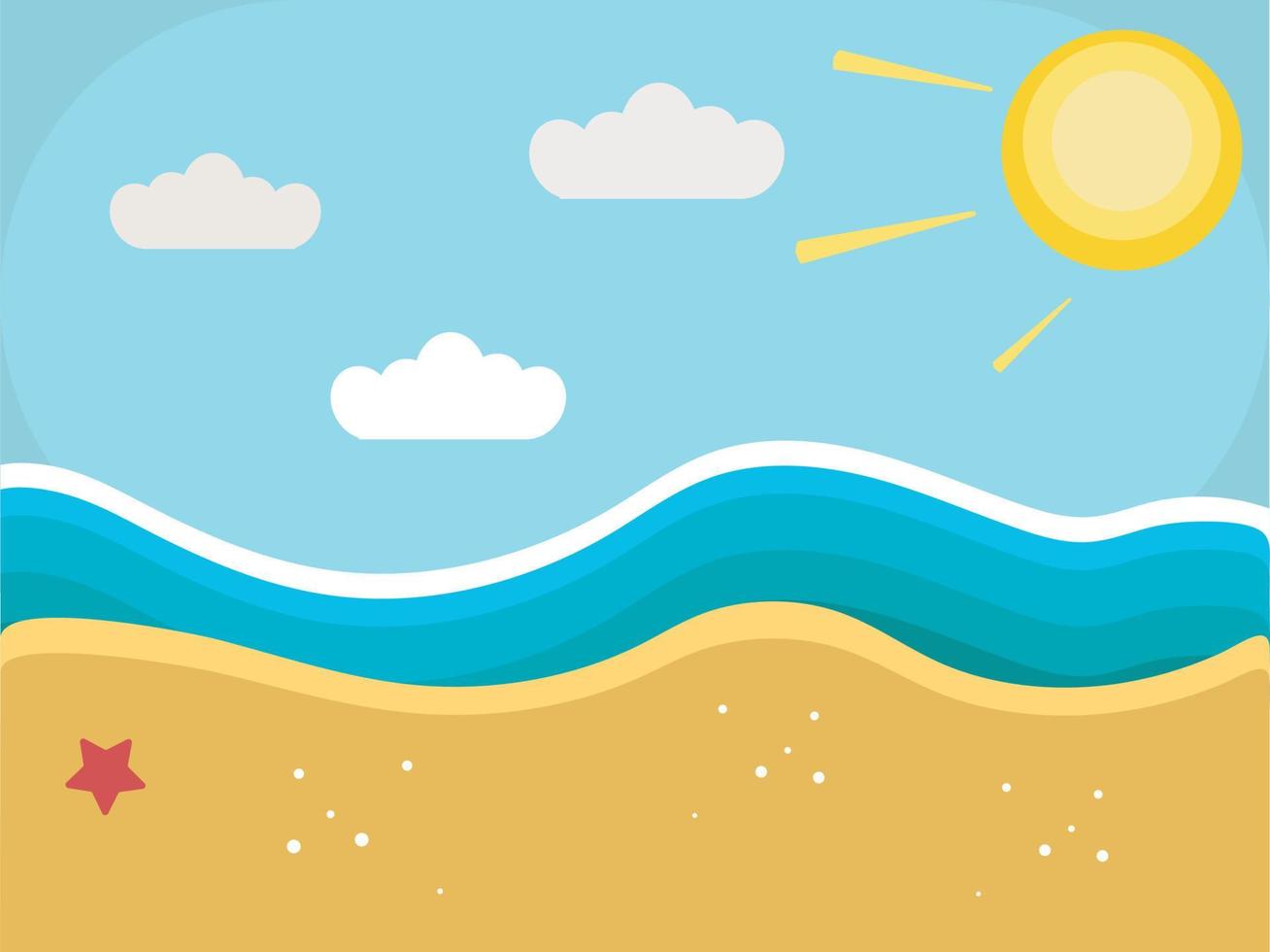 Vector cartoon beach with sand and sea