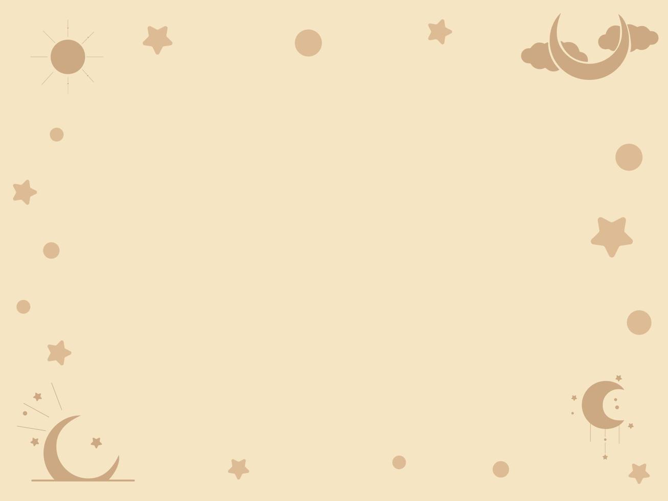 vector sky moon stars border on brown background