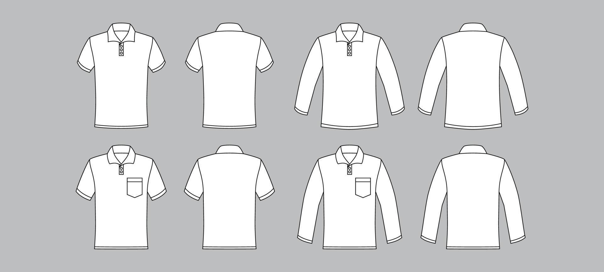 Outline White Polo Mock Up vector