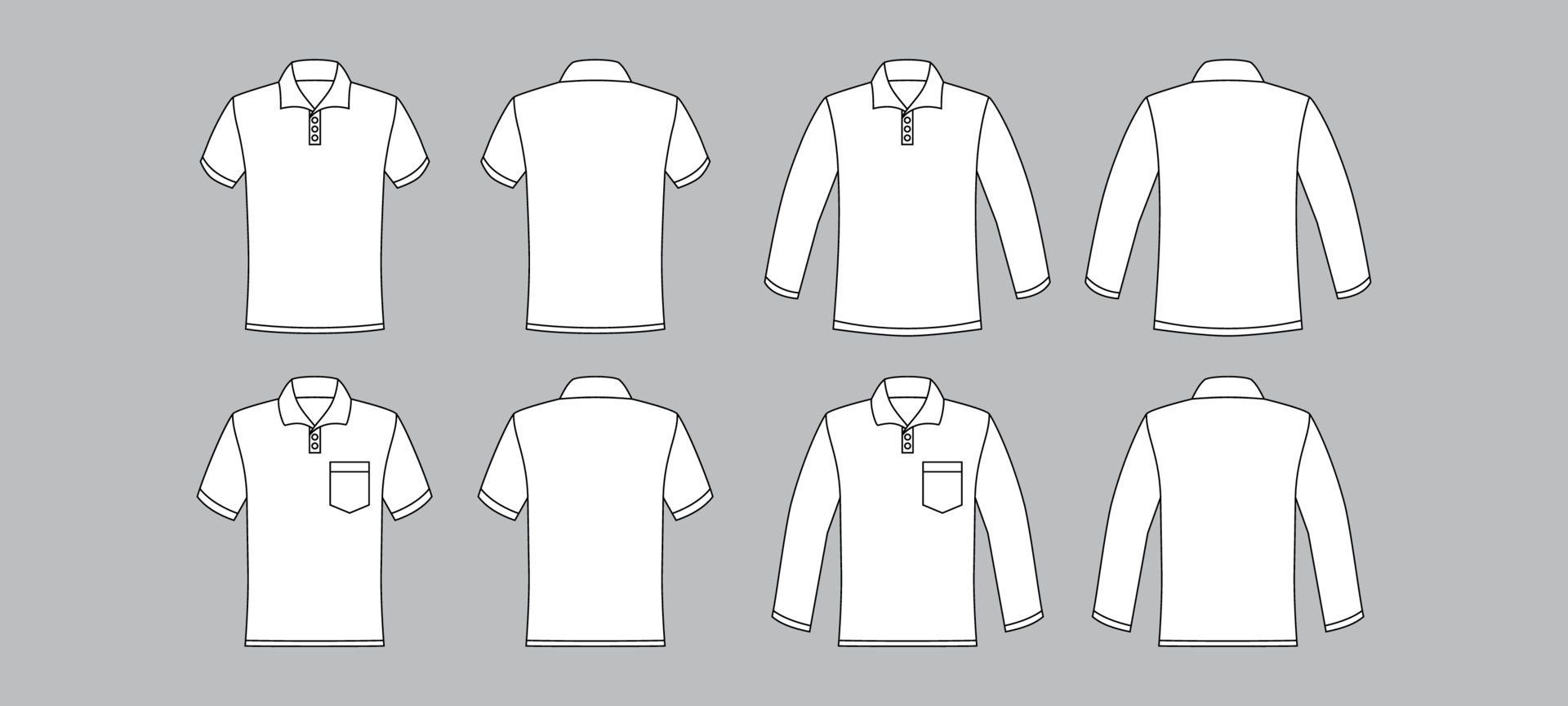 Outline White Polo Mock Up 21890817 Vector Art at Vecteezy