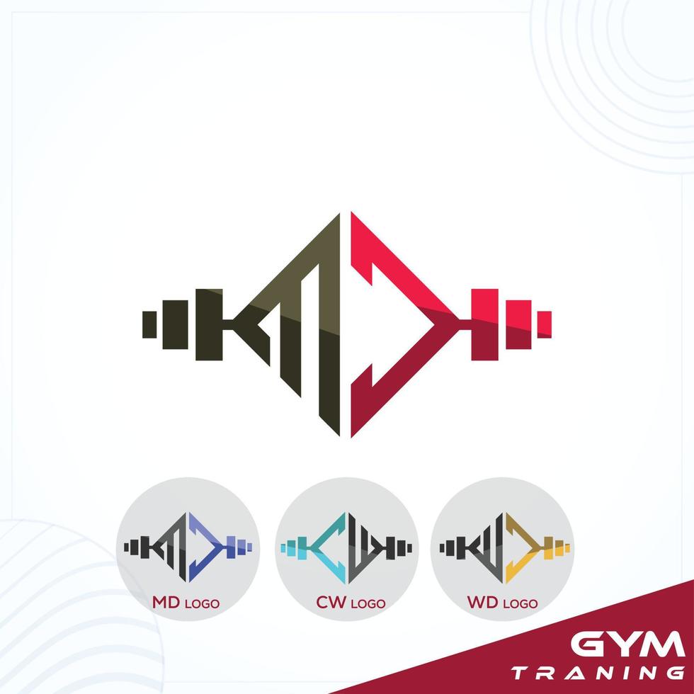 MD CW WD CM Letter GYM training Logo Template In Modern Creative Minimal Style Vector Design