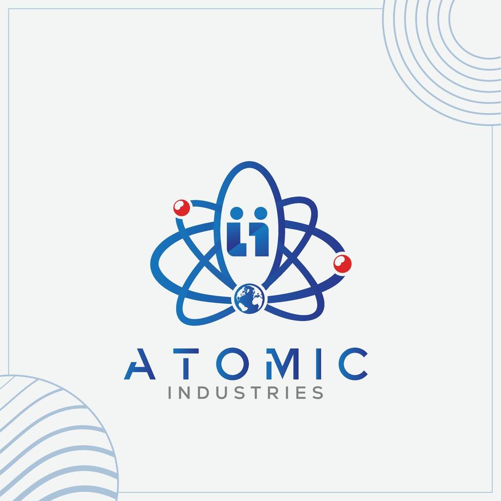 ii atomic fusion company Letter Logo Template In Modern Creative Minimal Style Vector Design
