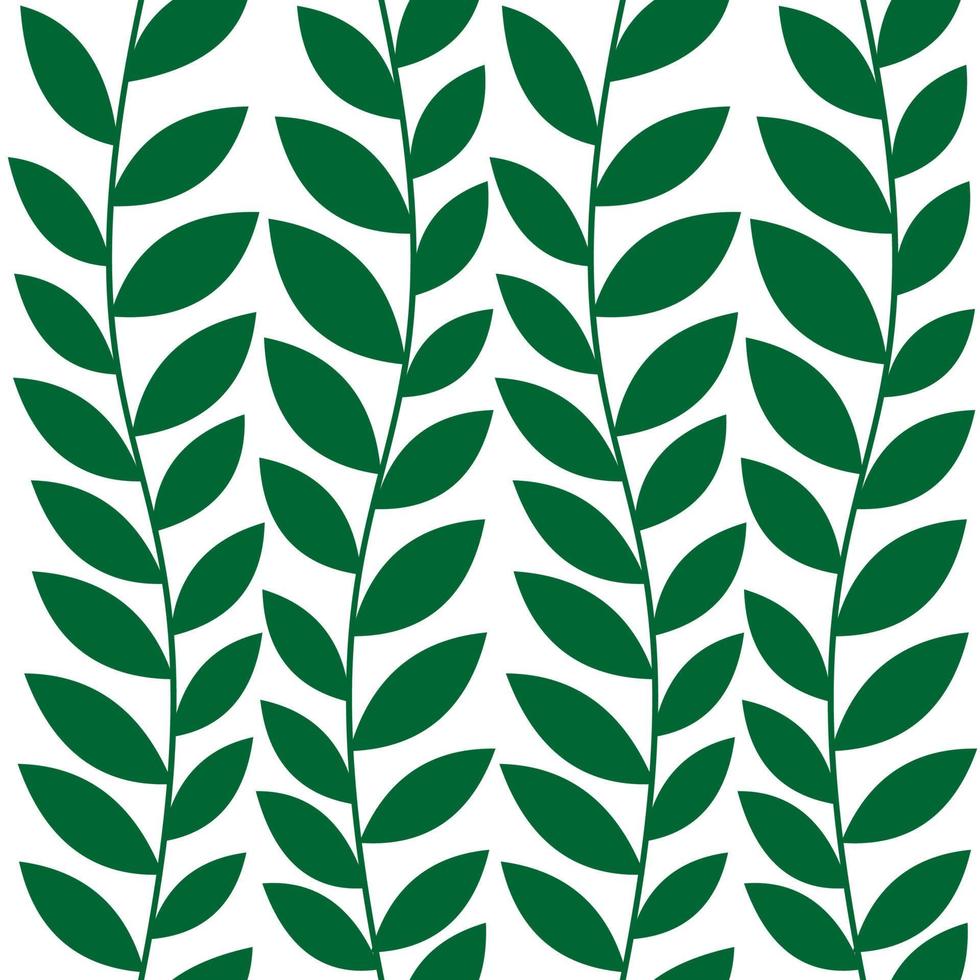 Seamless design of green leaf isolated on white background. vector