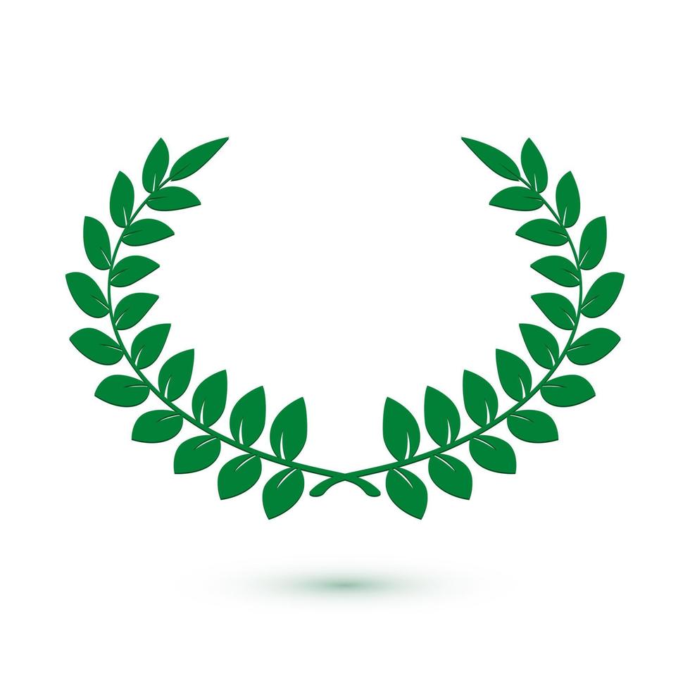 Green laurel wreath icon for web design. Award sign. Vector illustration isolated on white background