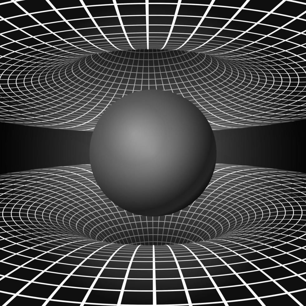 Physics - anomalous black hole phenomenon. Warp time and space. Sci-fi background. Vector illustration