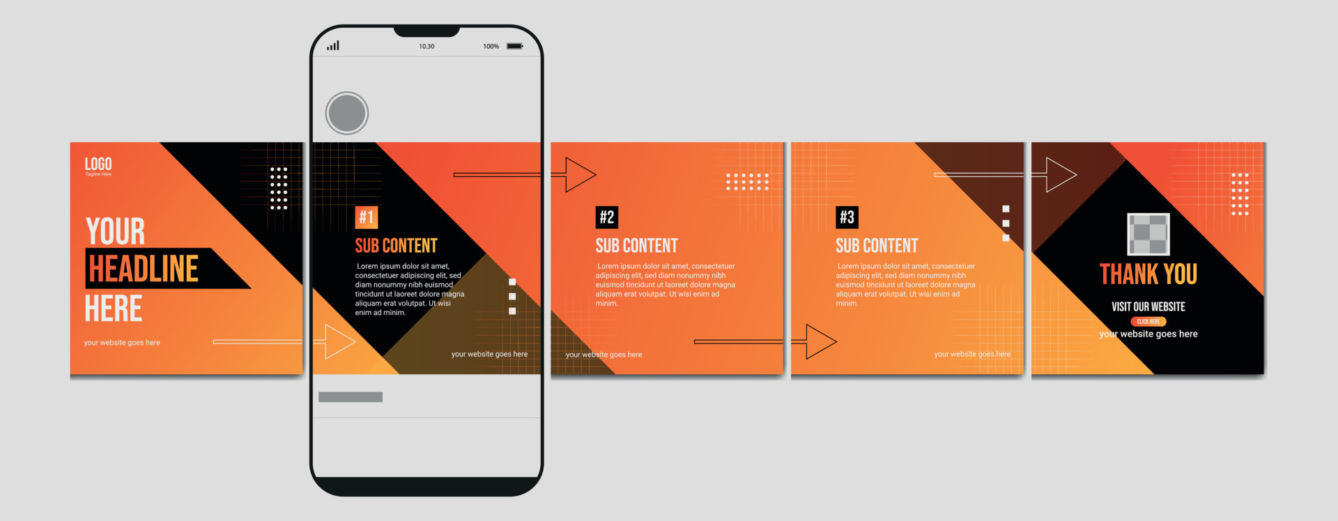 Carousel Template And Social Media Post Layout Design Set Of Business how-to-create-a-seamless-instagram-carousel