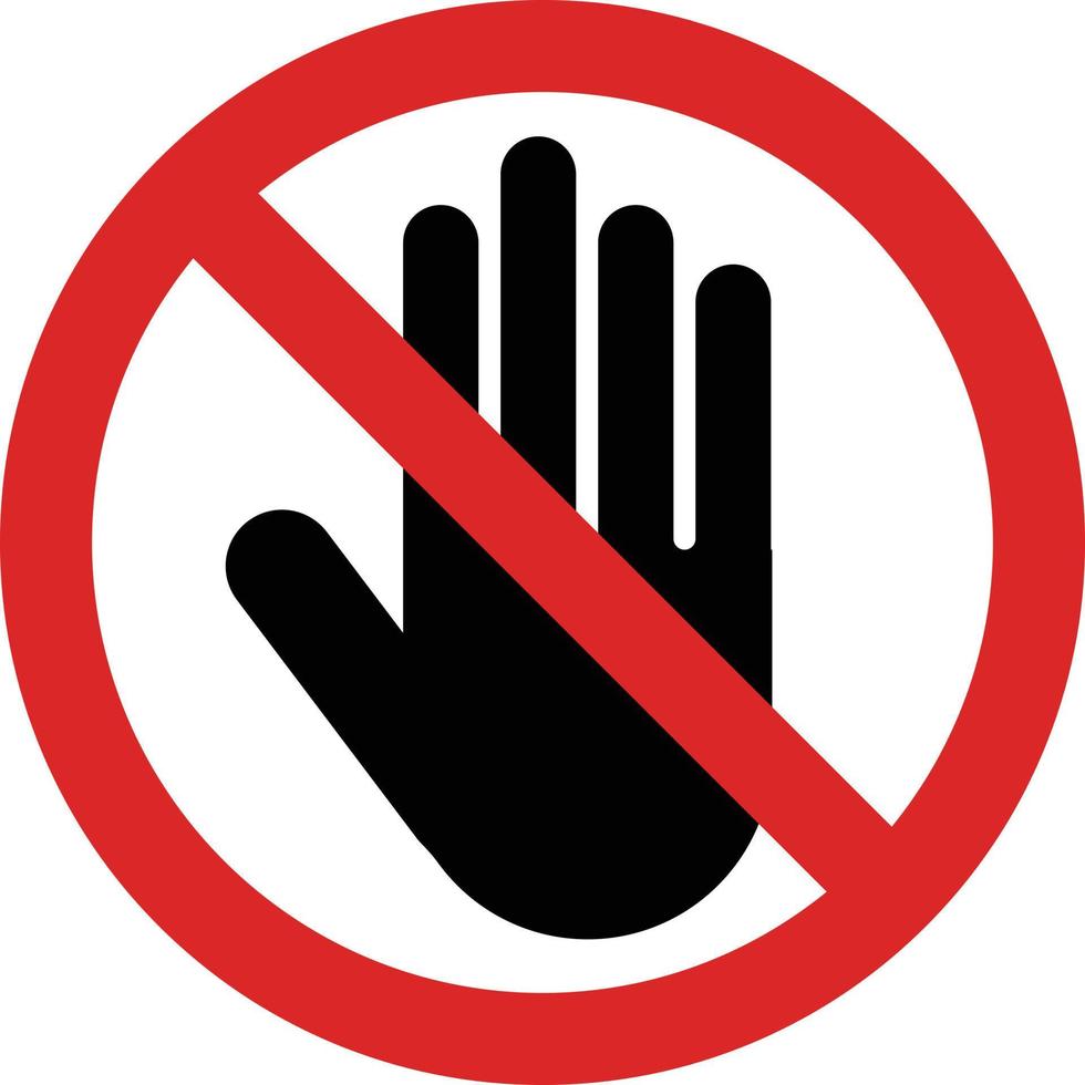 detener mano icono . mano prohibido firmar, No entrada, hacer no toque . detener la carretera signo. prohibido advertencia icono vector