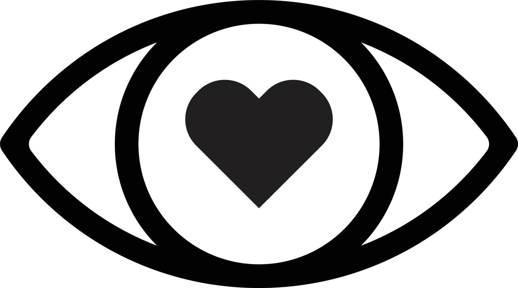 Eye with heart icon vector as symbol of love