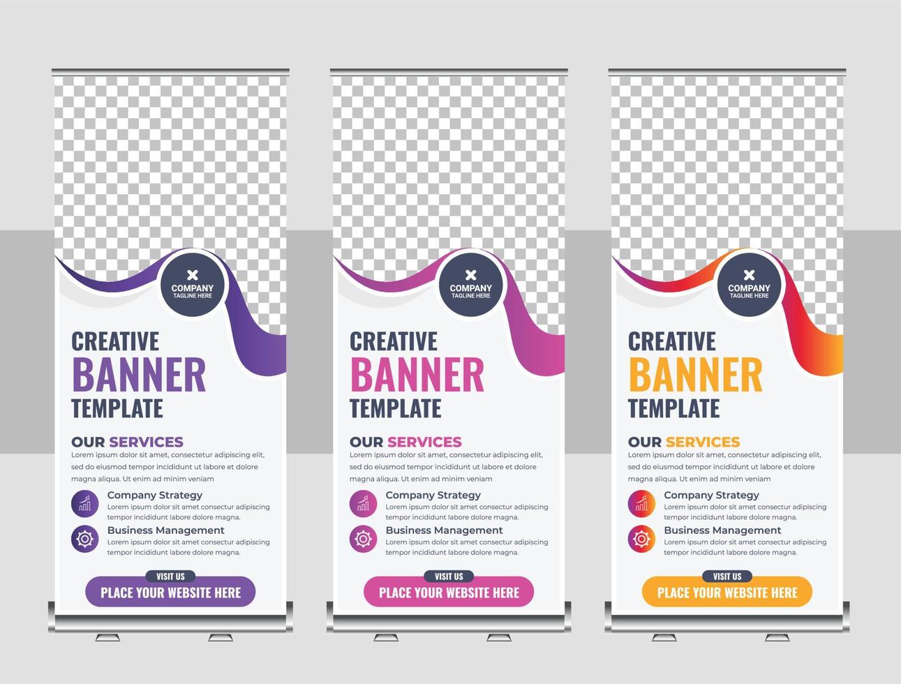 corporate business company rackcard, stand banner, and x banner design vector