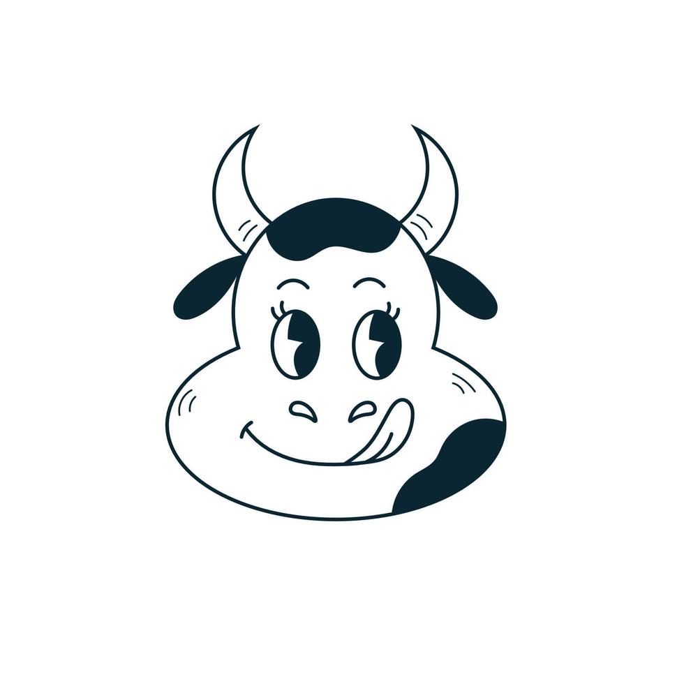 Funny cow face doodle vector