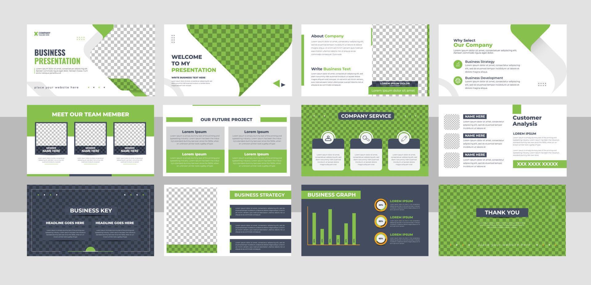 Creative business presentation slide template design set vector