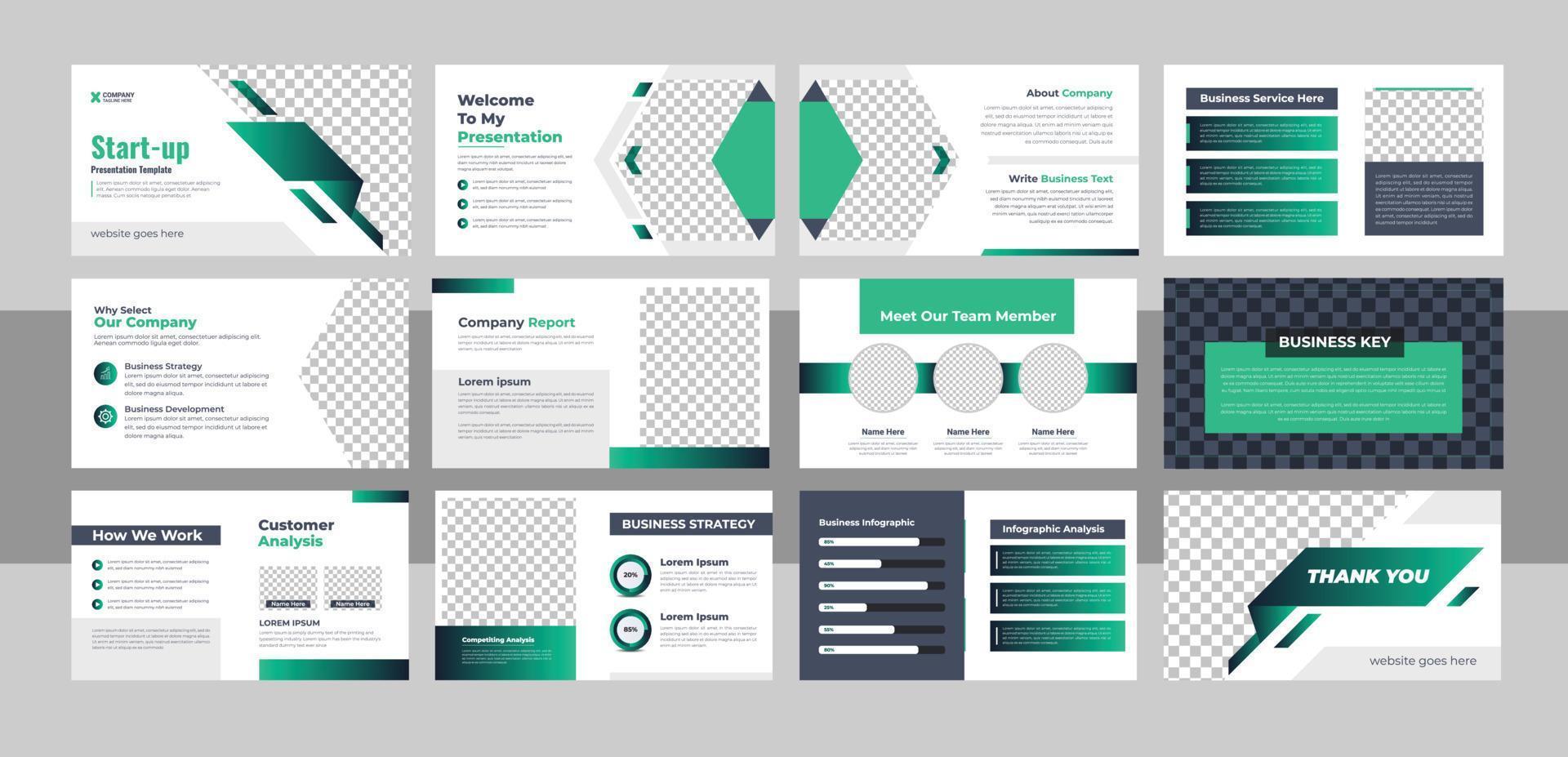 conjunto de diseño de plantilla de diapositiva de presentación de negocios creativos vector