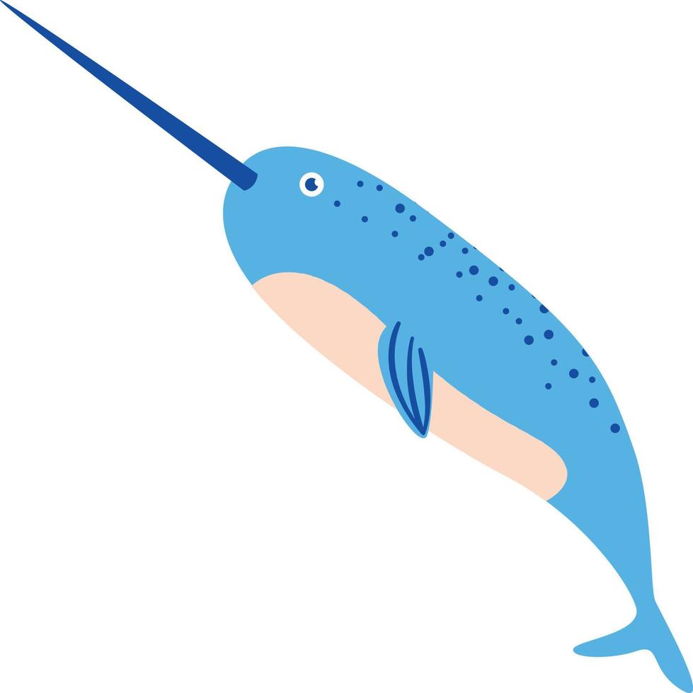 Vector cute cartoon narwhal  Ocean Animal