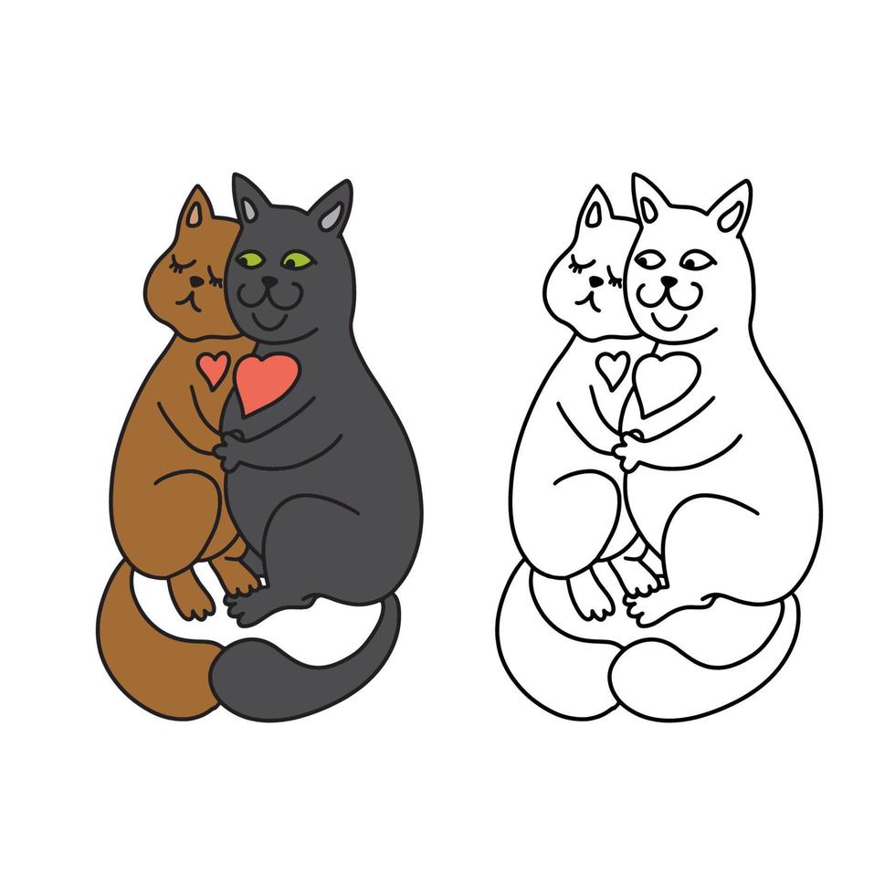 Funny pets on a white background. Different cartoon cats set. Simple modern geometric flat style vector illustration. For decoration of children's rooms, textiles, wallpaper, postcards, etc.