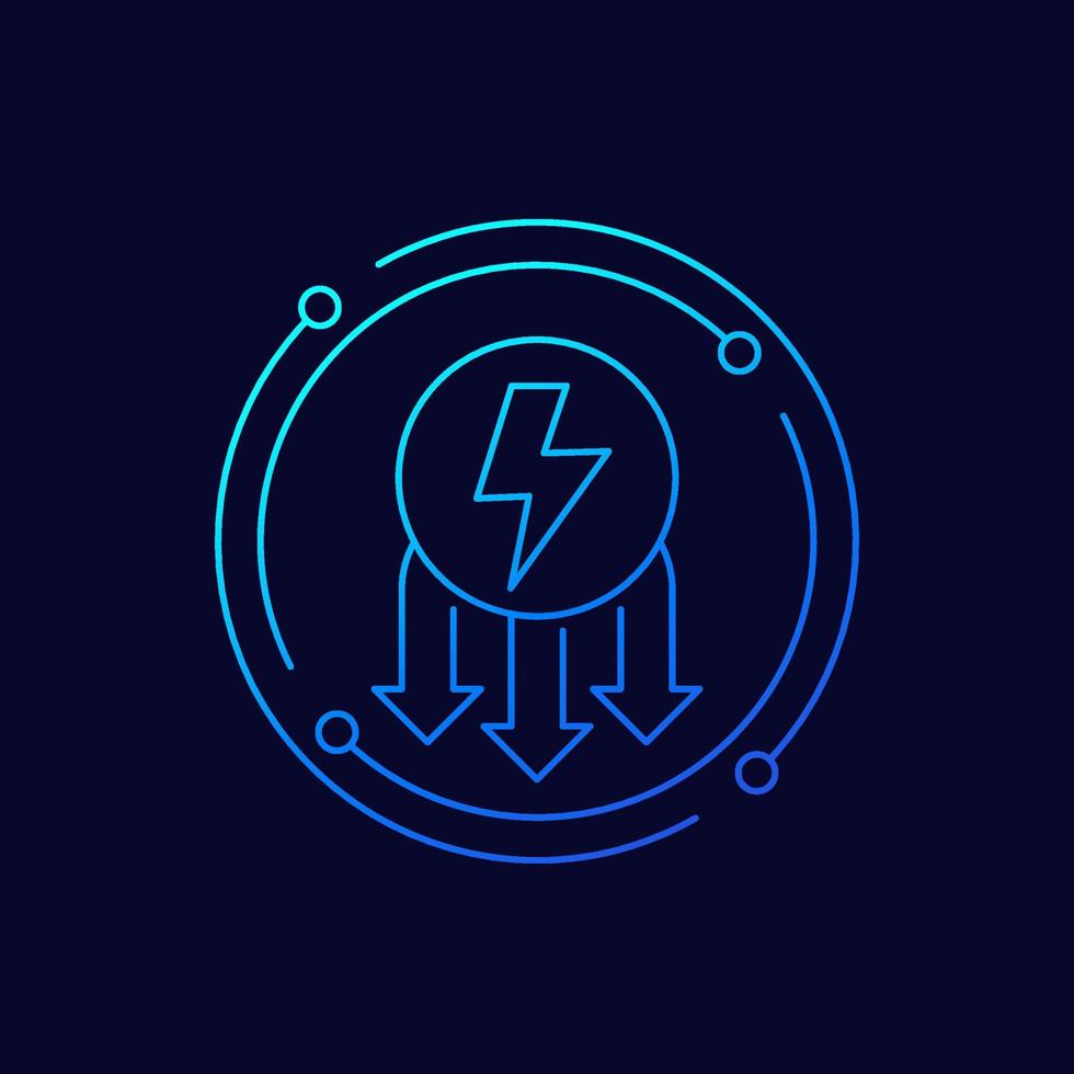 power consumption reduction icon, linear design vector