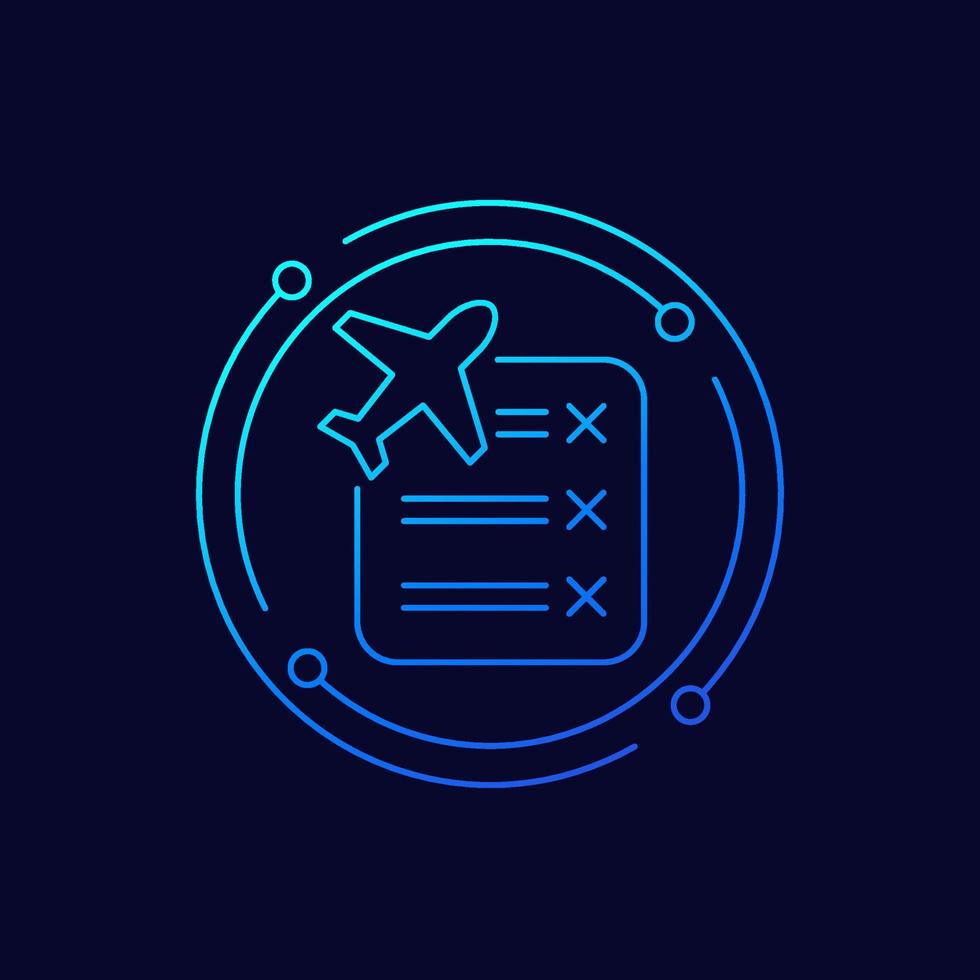cancelled flights line icon, vector