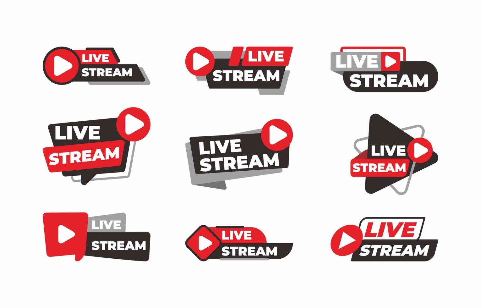 General Live Streaming Badge Logo Collection vector