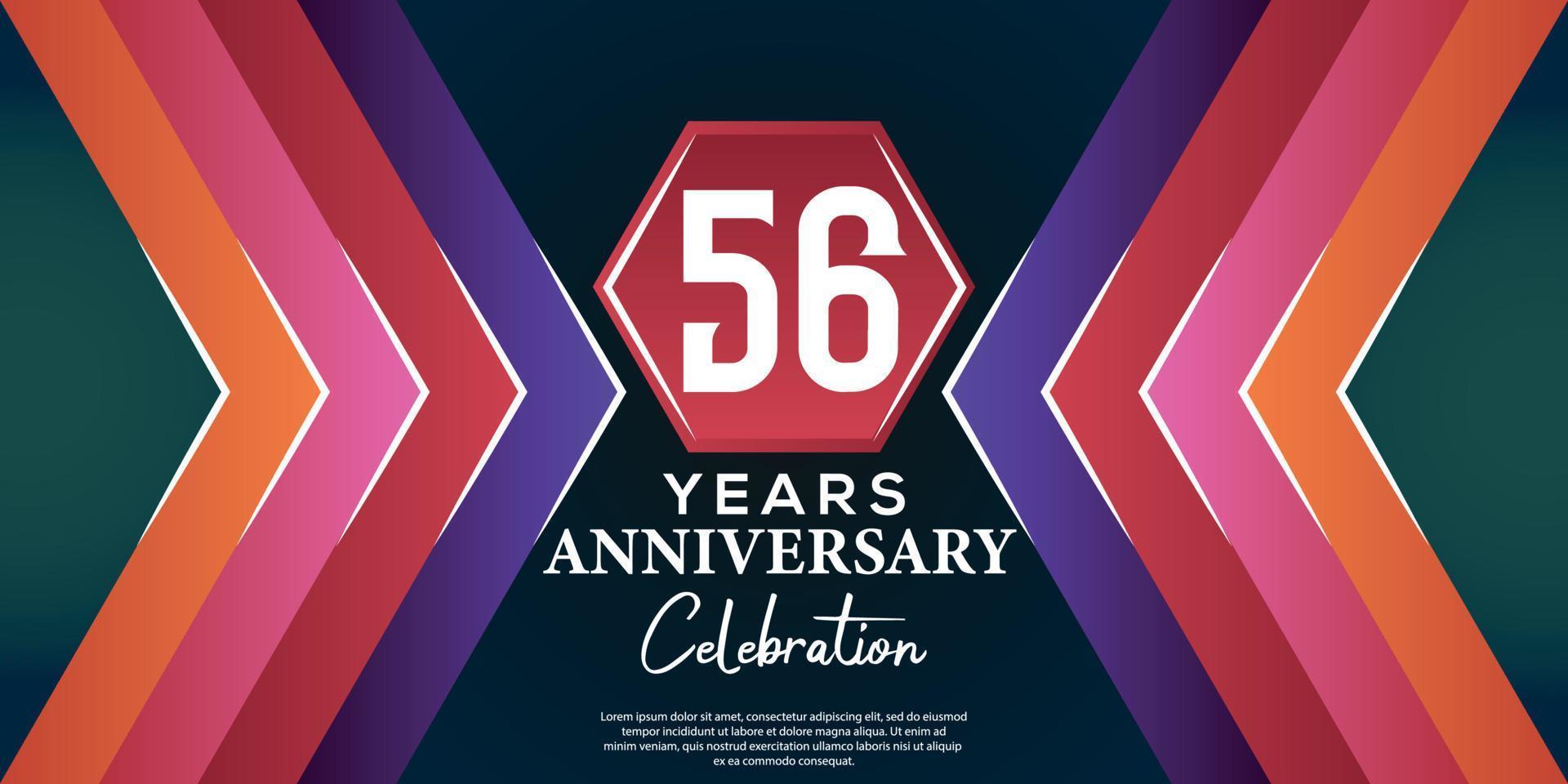 56 year anniversary celebration design with luxury abstract color style on luxury black backgroun vector
