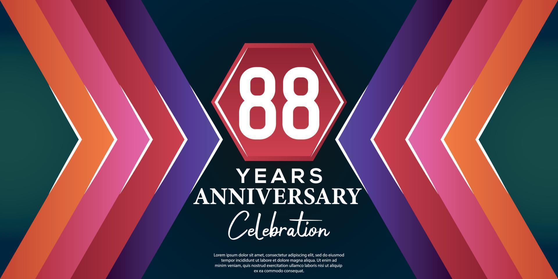 88 year anniversary celebration design with luxury abstract color style on luxury black backgroun vector