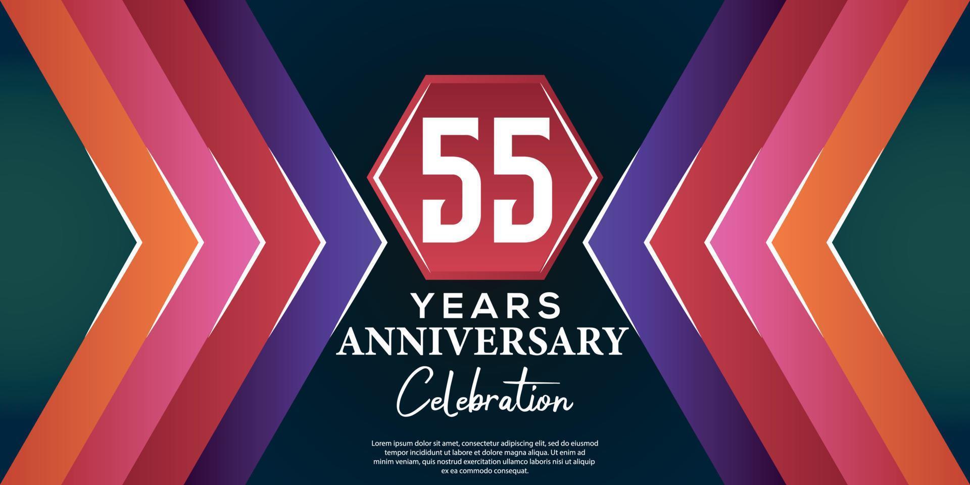 55 year anniversary celebration design with luxury abstract color style on luxury black backgroun vector
