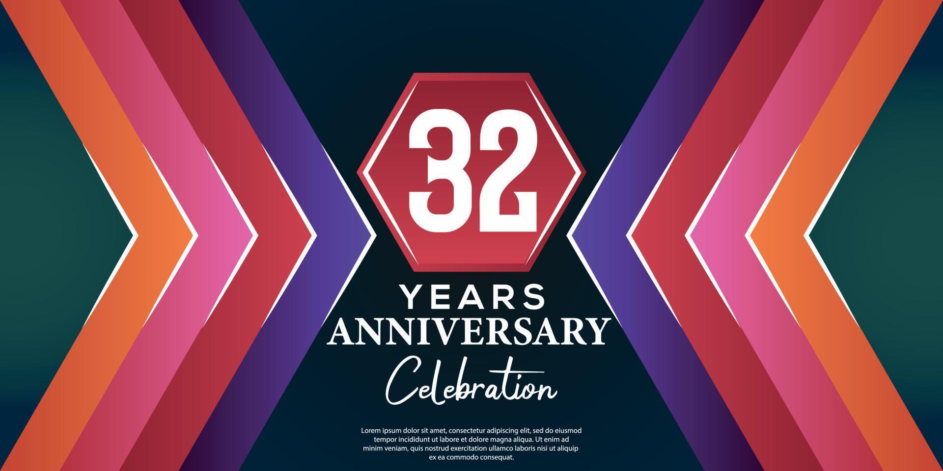 32 year anniversary celebration design with luxury abstract color style on luxury black backgroun vector