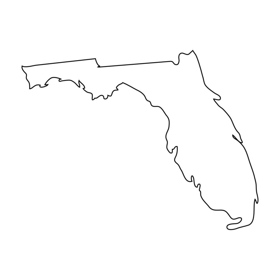 Florida - U.S. state. Contour line in black color. Vector illustration. EPS 10