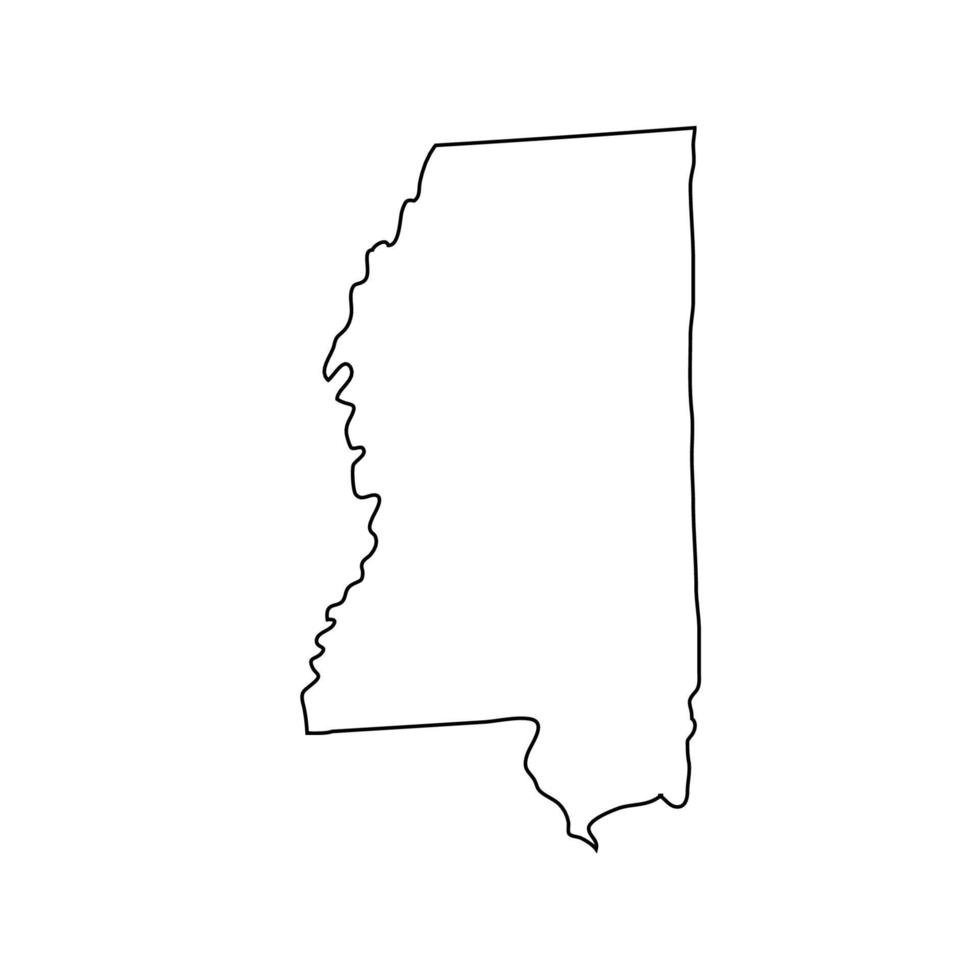 Mississippi - U.S. state. Contour line in black color. Vector illustration. EPS 10