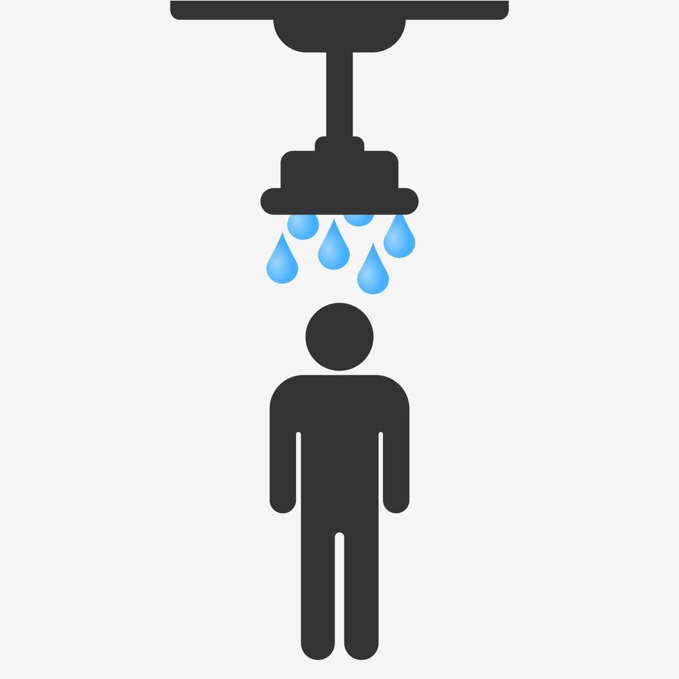 People under the shower. White background. Vector illustration