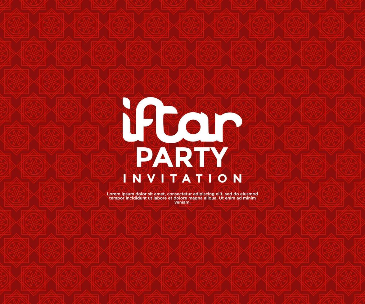 Iftar Party Ramadan Invitation poster template design with illustration vector