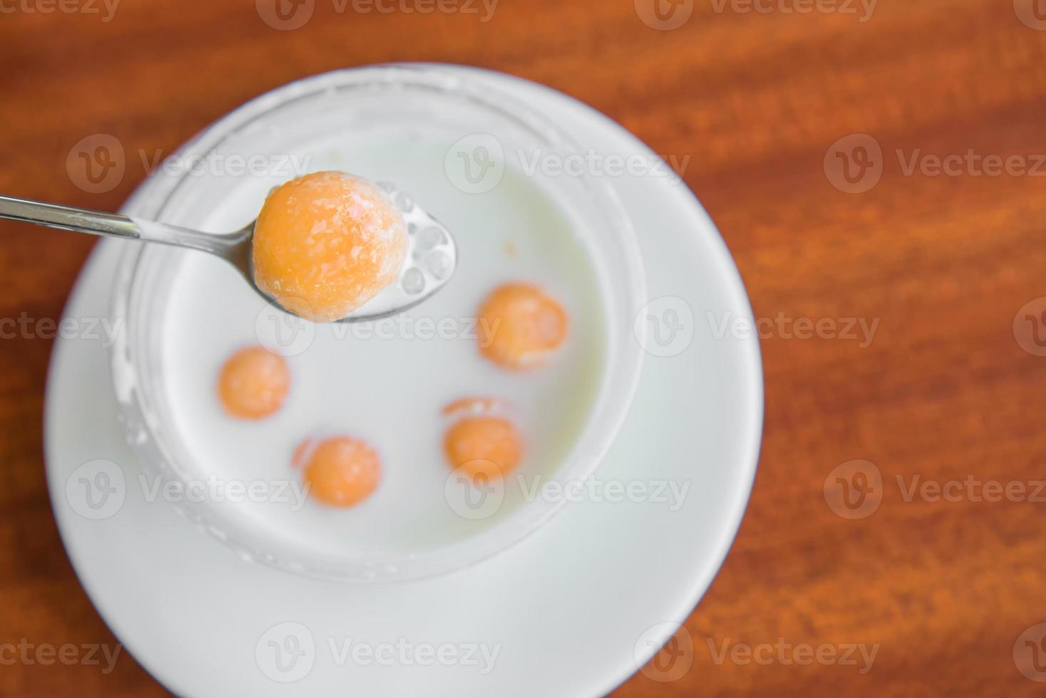 Cantaloupe tapioca in coconut milk, Thai dessert photo