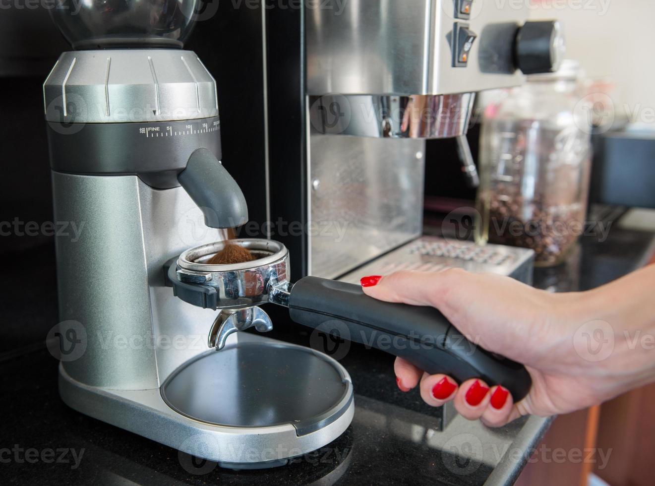 coffee grinder in coffe shop photo