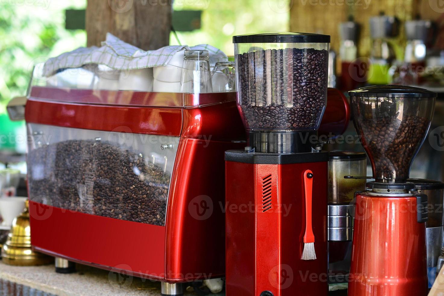 Coffee maker and coffee grinder in coffee shop photo