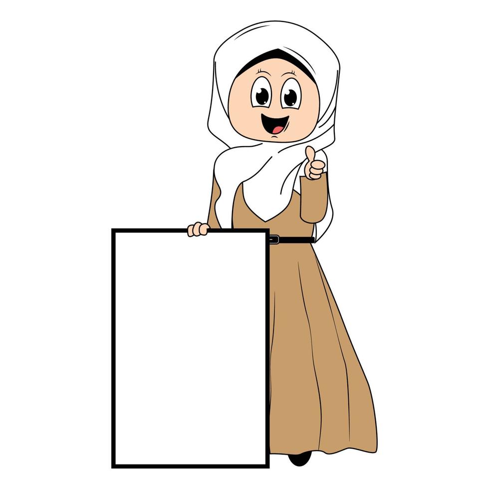 linda niña hijab dibujos animados ilustración vector