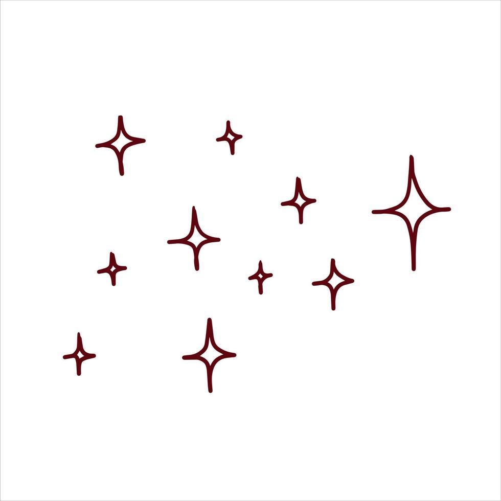 Hand Drawn Doodle star. Black and White Sparkling effect. vector