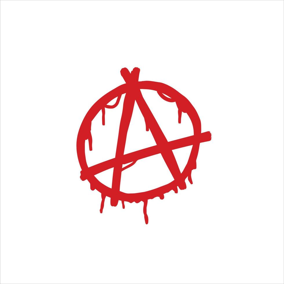 Anarchy. Letter A in the circle. Symbol of chaos and rebellion. Red brush icon. vector