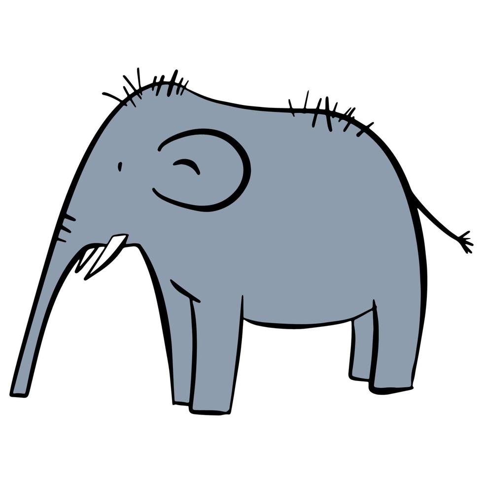 gracioso azul mamut. creativo elefante en un blanco antecedentes. rock Arte en el estilo de ingenuo Arte. vector ilustración. un elemento para saludo tarjetas, carteles, pegatinas y otro diseños