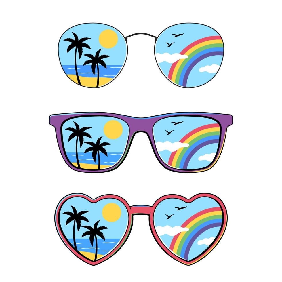 Sunglasses with summer view vector