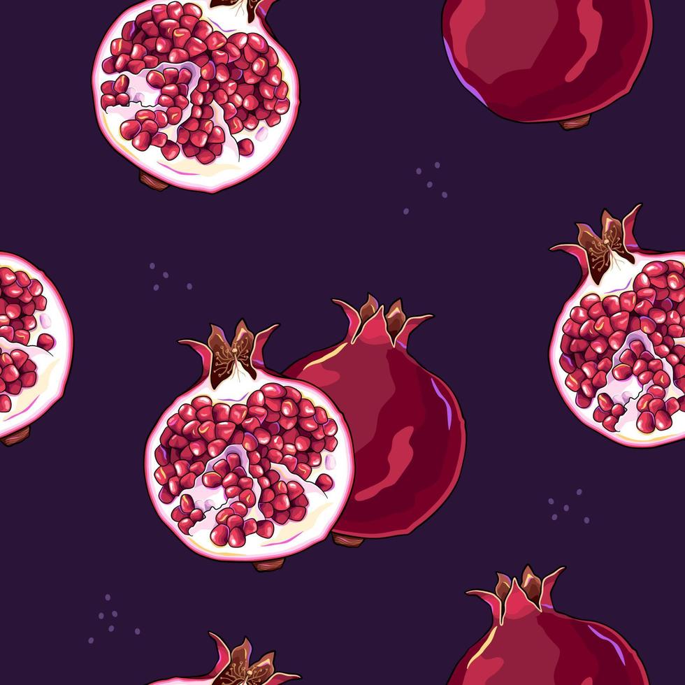 Pomegranate seamless pattern, fruit background vector