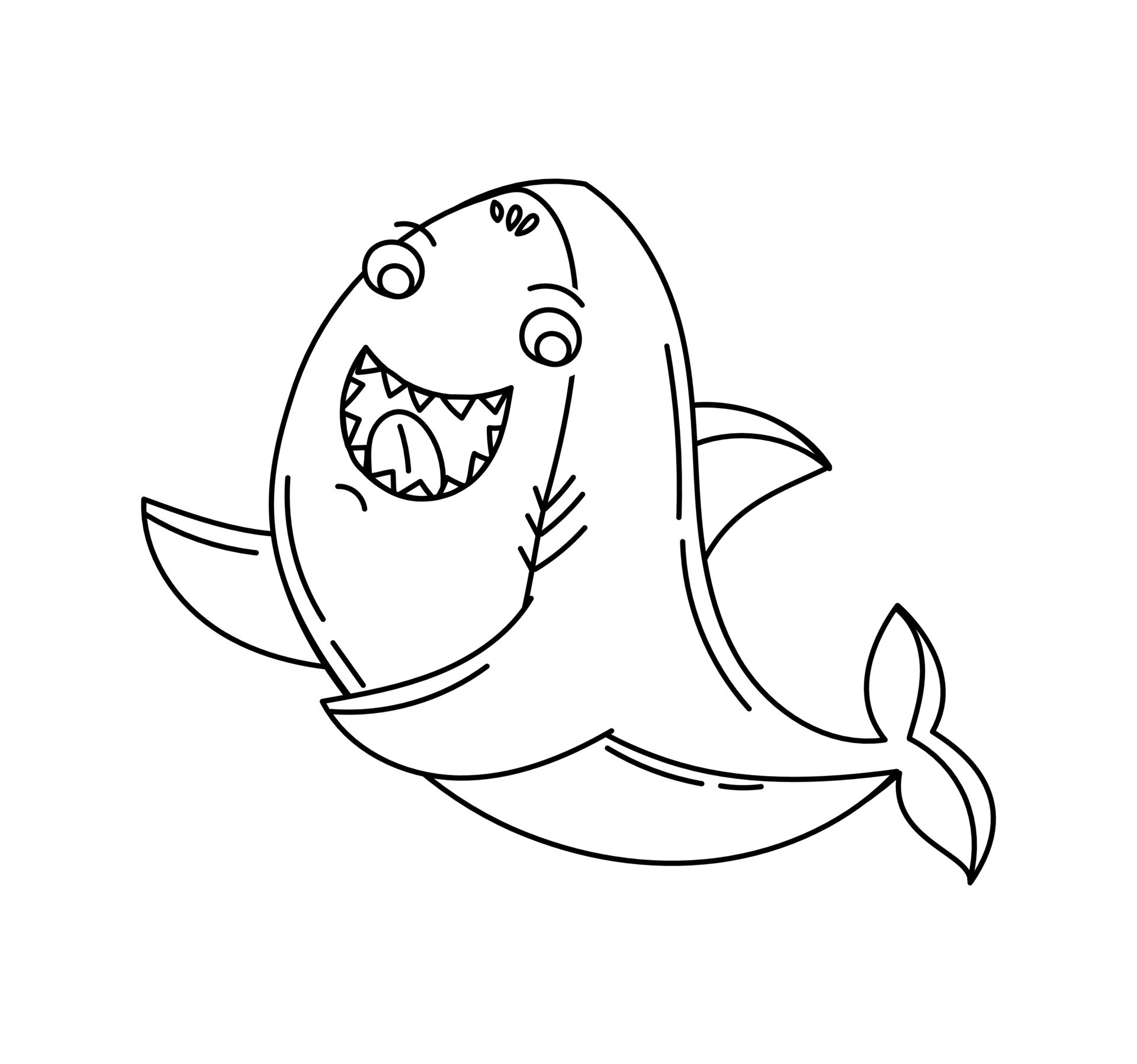 Shark Doodle Coloring Book with vector illustration for kids 21893423 ...