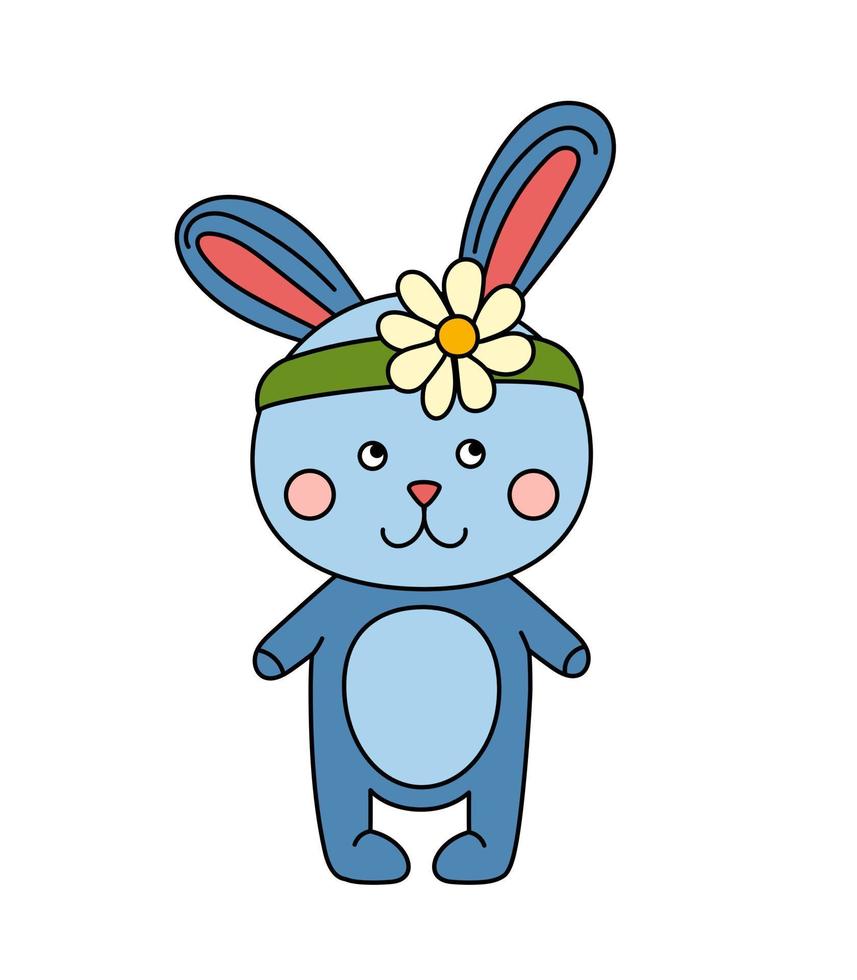 Bunny doodle Vector color illustration isolated on a white background