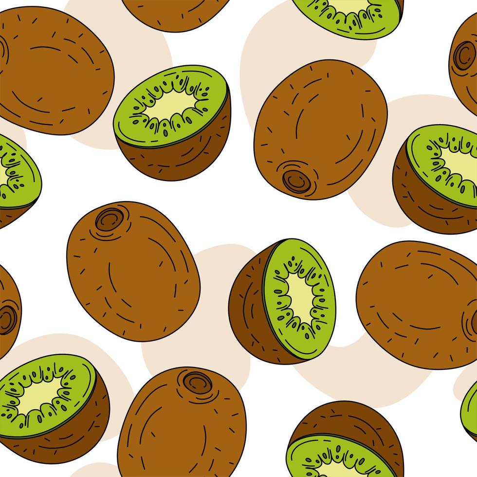 Kiwi Pattern seamless on white background Vector Illustration