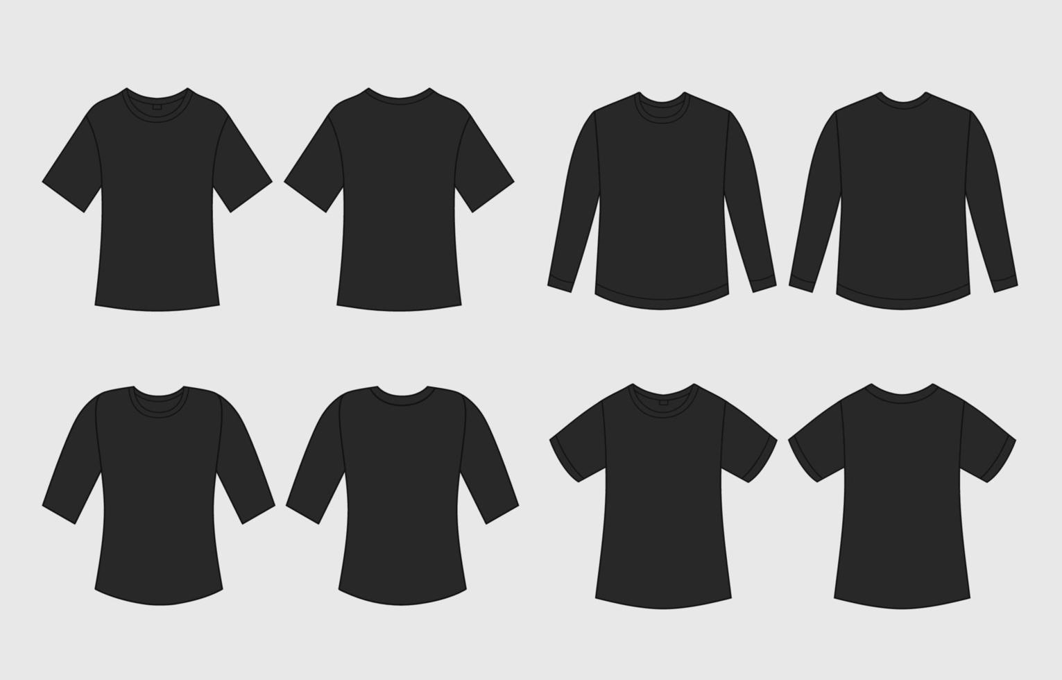 Outline Black T Shirt Mockup vector