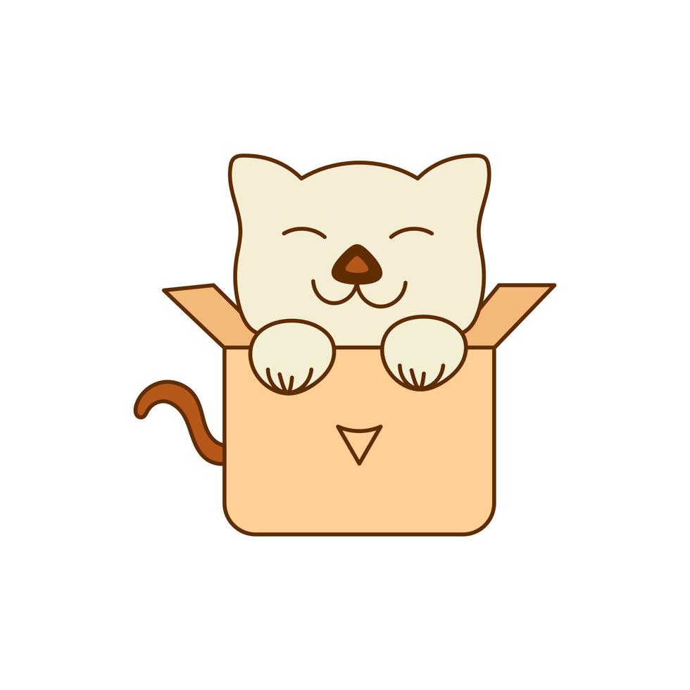 cute cat in box cartoon a sticker template of cat cartoon character vector