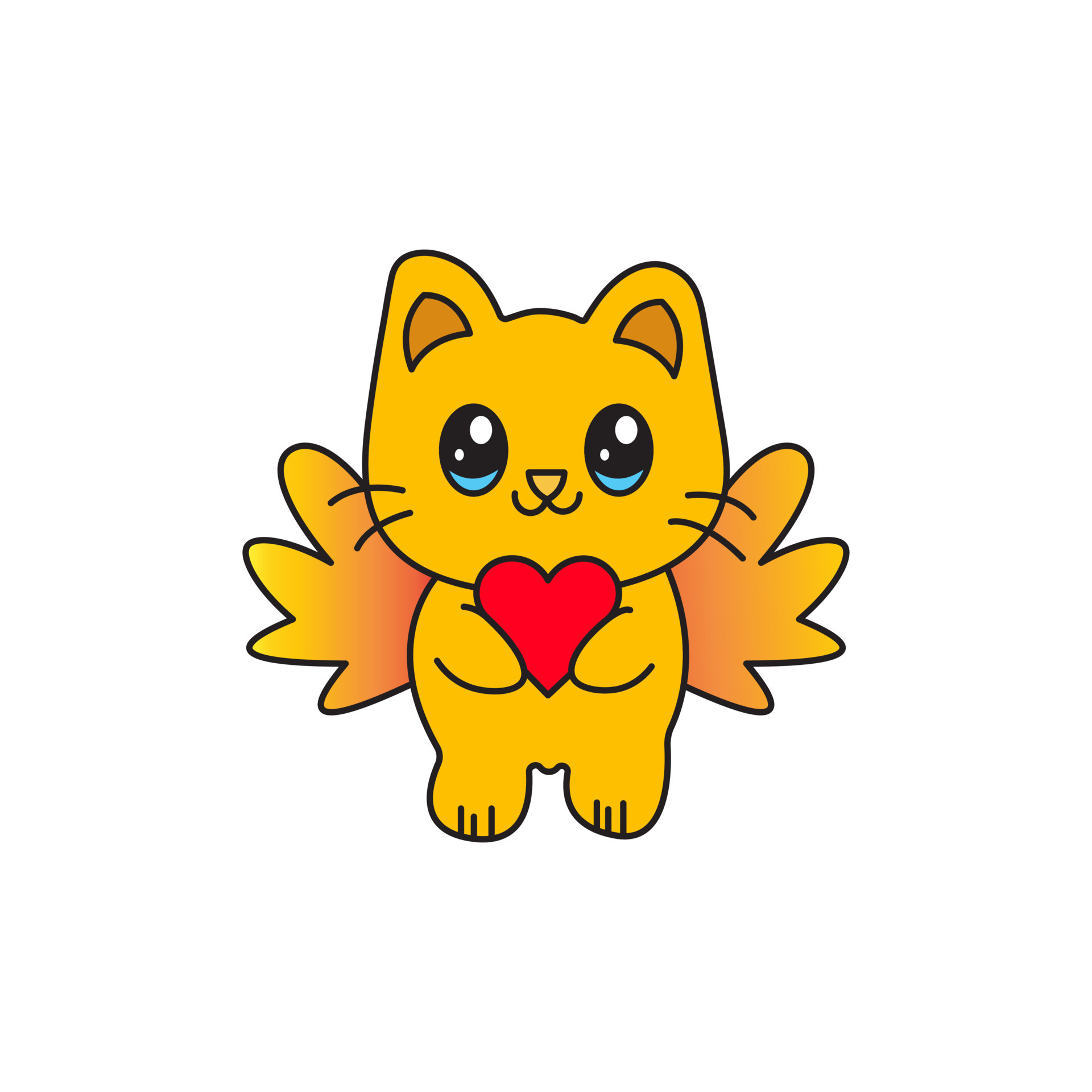 Cute cat huge love heart cartoon vector icon illustration animal isolated  18599102 Vector Art at Vecteezy