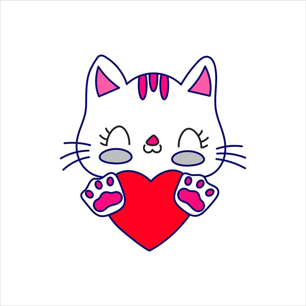 cute cat with love heart cartoon vector icon illustration 21893881 ...