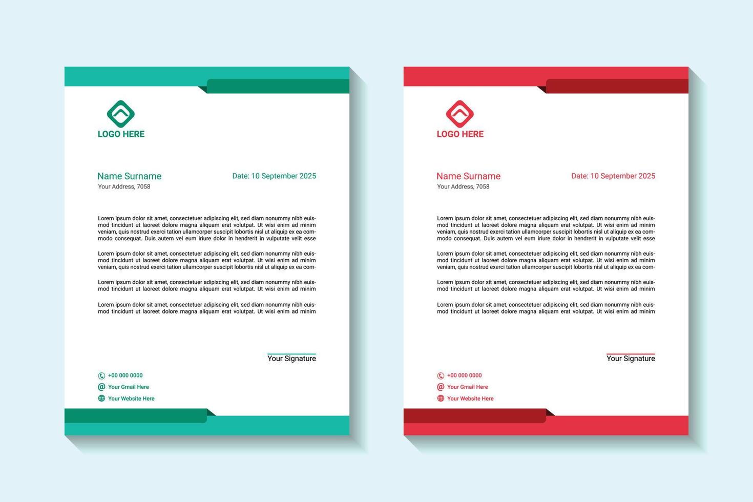 Corporate business letterhead design and professional design template vector