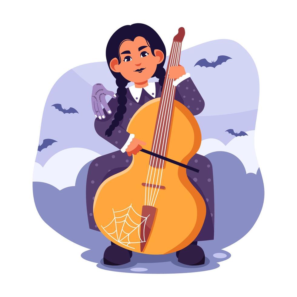 Gothic Girl Playing Cello Concept vector