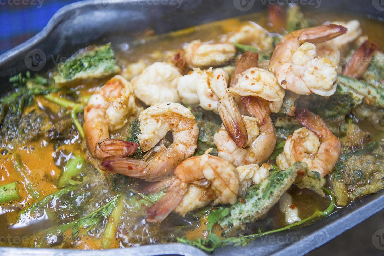 hot and sour curry with tamarind sauce, shrimp and vegetable photo